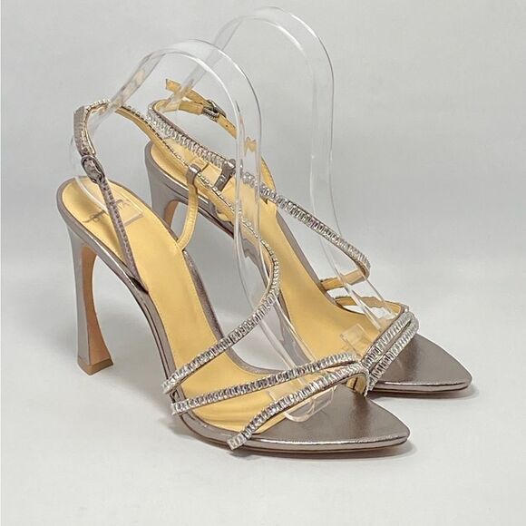 Alexandre Birman Alana 100 Embellished Metallic Leather Sandals size 39 - Picture 5 of 13